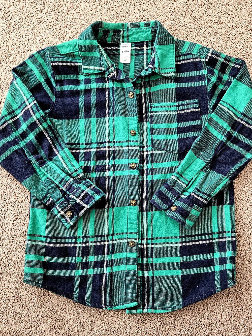 Carter's Boy's Plaid Flannel Button-Down Shirt Size 8
